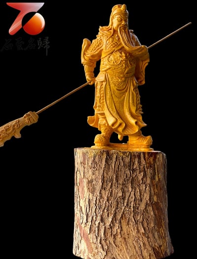 台灣現貨 實體店鋪 雲南黃楊木精雕作品 【關公-義薄雲天】1