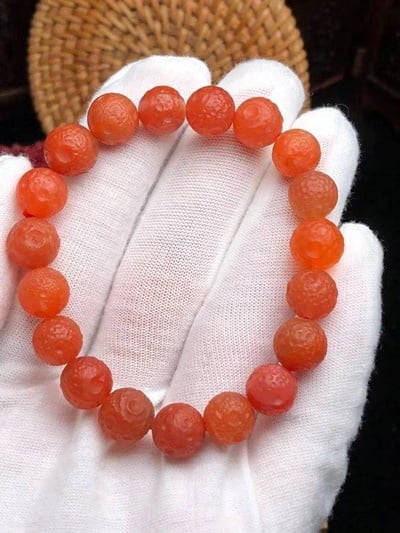 南紅珊瑚純手工隕石珠10mm手珠2