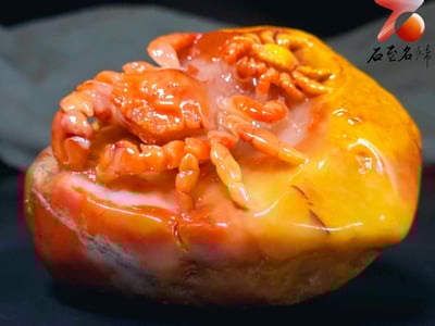 老撾田黃石手工精雕 張國民老師作品【和諧美滿，八方來財】5