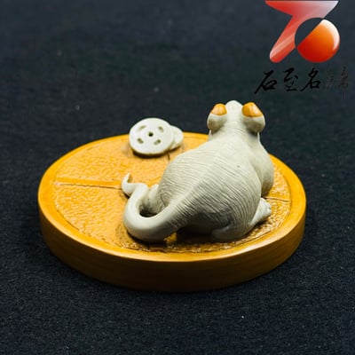 天然松花石手工巧雕【金盤靈鼠・財聚滿堂】4