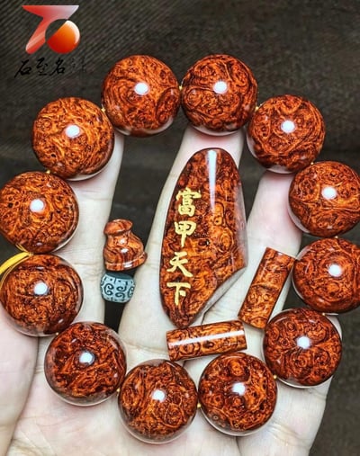 超漂亮印度小葉紫檀20mm泥料爆滿瘤疤【富甲天下】3