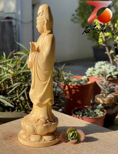 雲南大葉黃楊木精雕作品【念珠觀音】4