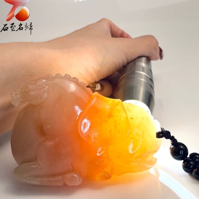 天然 老撾結晶朱砂石 全透光石質【桃霞瑞駿】馬年開運石雕/手把件5