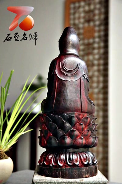 印度小葉紫檀 拆房老料整木清刀製 【淨瓶觀音】4