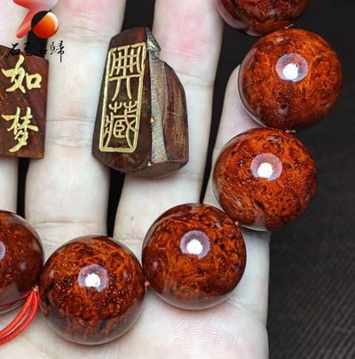 印度小葉紫檀20mm手珠【如夢】 滿瘤疤＋金星5