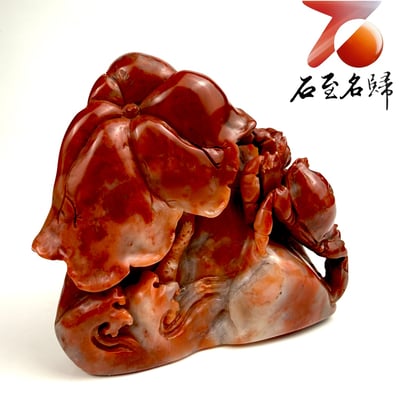 老撾石手工精雕 張國民老師作品【丹荷蟹影・鴻運當頭】4