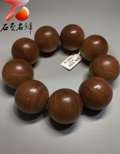 正宗印度正區邁索爾老山檀香【爆黑肉虎皮纹沉水】30mm手珠6