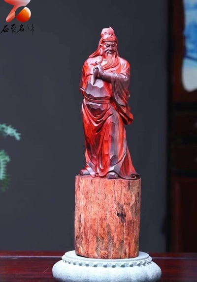 印度小葉紫檀高油密拆房老料快刀作品【關公】7