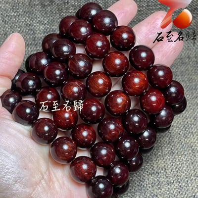 印度小葉紫檀高油高密 少金星玻璃底老料15mm沉水手珠4