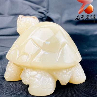 江西芙蓉石純手工雕烏龜 張志方雕刻家作品【黑帽玄武龜】2