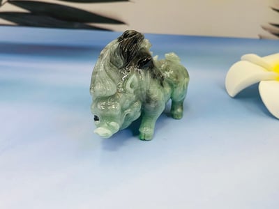 天然A貨 糯地正絲帶黑翠 附收藏證書【山豬】4