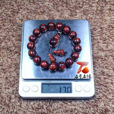 海南黃花梨野生料 X紋對眼鬼臉12mm手珠 重17公克7