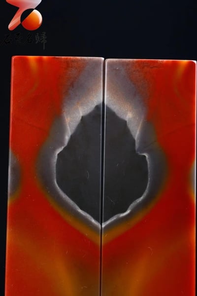 天然壽山五彩奇石對章 【火焰山】7