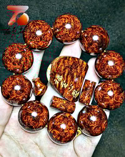 印度小葉紫檀檀手珠【福至心靈】25mm×10顆  爆滿瘤疤1