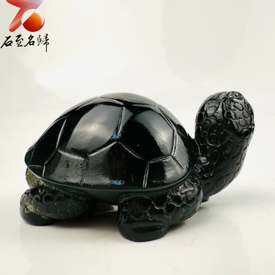 玉化透光丹東石純手工雕烏龜 張志方雕刻家作品【長壽龜】5