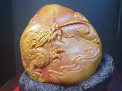 寮國田黃石系列【龍戲珠】1