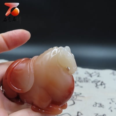 撾結晶朱砂石【唐馬手把件】6