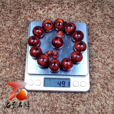 海南黃花梨野生料手珠 20mm×12+1顆 重量49.1克5