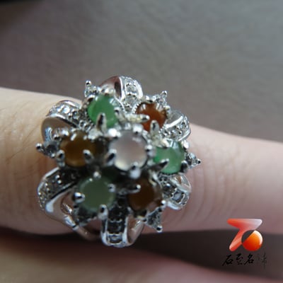 翡翠A貨+925銀【皇冠造型戒指】戒圍可伸縮 附玉石鑑定書6