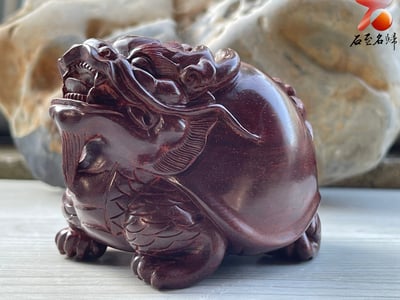 印度小葉紫檀高油密樹心料 湘工手作【招財龍龜】4