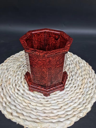 辦公收藏 印度小葉紫檀【爆滿瘤疤八角筆筒】6