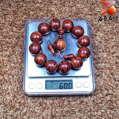 鼎藏 海南黃花梨老料 鳳尾紋+瘤疤20mm手珠 重量60克7