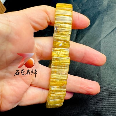 一物一拍｜天然巴西順絲鈦晶水晶手排 寬14.1mm 手圍17公分1