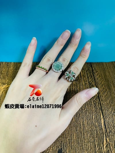 翡翠A貨+925銀【皇冠造型戒指】戒圍可伸縮 附玉石鑑定書1