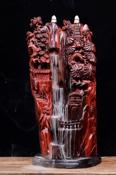 印度小葉紫檀製作-倒流香擺件【山里人家】1