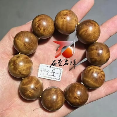 天然 金絲楠木小葉楨楠｜水波瘤疤 25mm手珠2號5