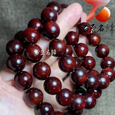 印度小葉紫檀高油高密 少金星玻璃底老料15mm沉水手珠7