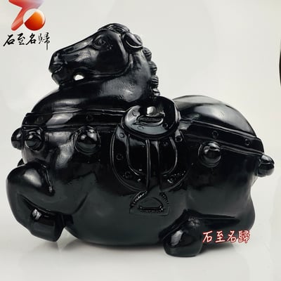 黑曜石重量級雕件【富貴有餘-唐馬】4