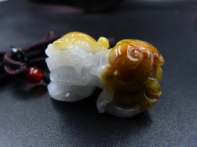 純天然黃翡翠 A貨可鑑定【招財貔貅項鍊/掛件】4