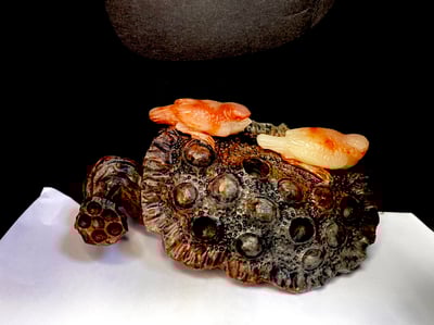 老師傅手工 巧色巧雕 壽山結晶桃花白芙蓉石手把件【喜鵲-喜訊綿連】3