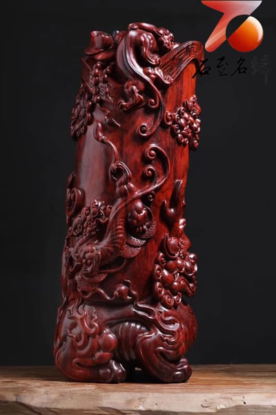 天然 印度小葉紫檀・湘工製作【五龍聚財鼎】4