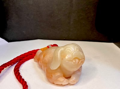 老師傅手工 壽山芙蓉石雕件【福氣豬手把件】2