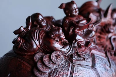 印度小葉紫檀整料手工雕【龍龜-輩輩富貴】2