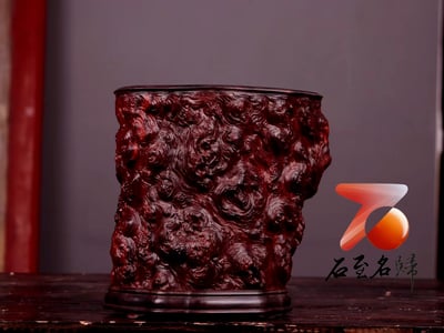 印度小葉紫檀 清刀款筆筒【反璞歸真】6