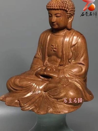 天然野生 印度邁索爾老山檀香 頂級黑肉沉水去心二膘料【阿彌陀佛】6