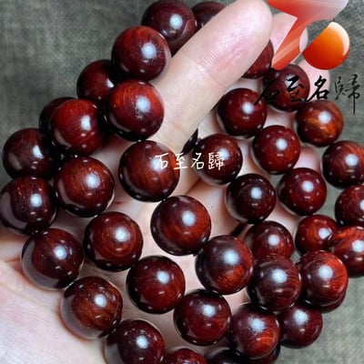 印度小葉紫檀高油高密 少金星玻璃底老料15mm沉水手珠8