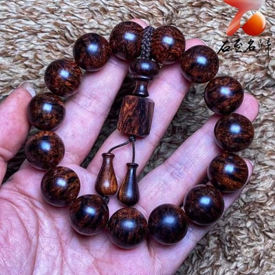 臻藏 海南黃花梨老料 爆滿芝麻點15mm手珠 重量30克6