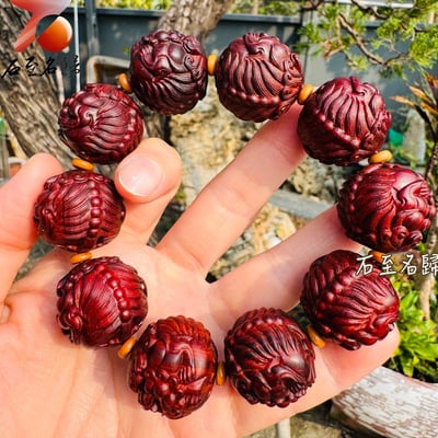 精選天然 印度小葉紫檀老料25mm【招財貔貅】手串5