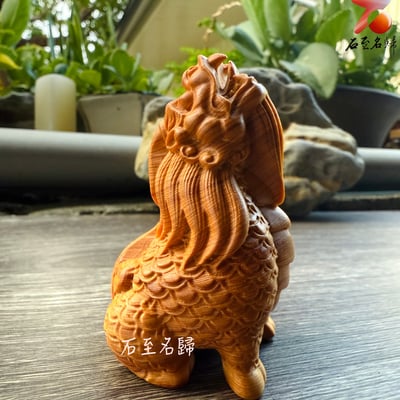 嚴選陳化崖柏重油老料手把件【望天吼】 高6.8公分5