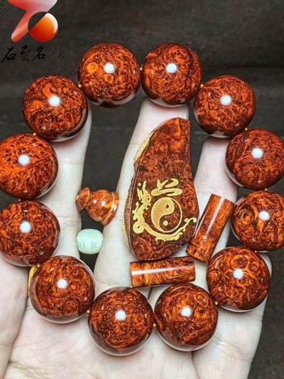 印度小葉紫檀20mm×12顆爆滿瘤疤+金星【道】3