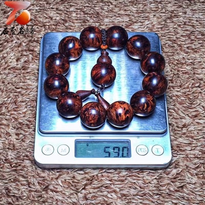 臻藏 降香味濃郁 海南黃花梨老料芝麻花+瘤疤20mm手珠7