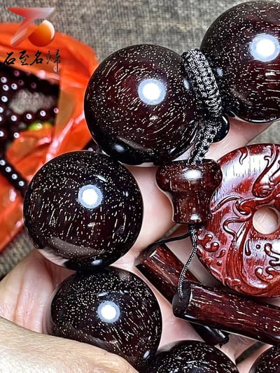 帝王之木 印度小葉紫檀超爆星大豪珠30mm手珠5