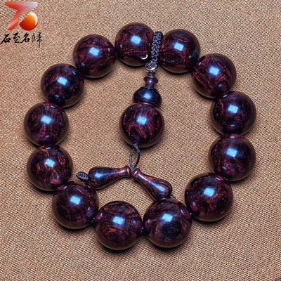 精選極品海南黃花梨紫油梨 X紋對眼+京劇臉譜18mm手珠 重量 45.4克4