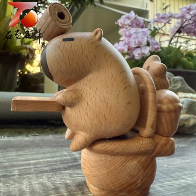 櫸木精雕禮品【卡皮巴拉磁吸8件套】3