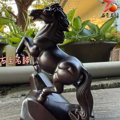 印尼黑檀木雕件【一馬當先】高18公分4