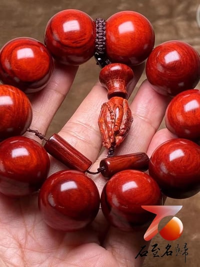 精選印度小葉紫檀雞血紅泥料25mm×10顆2